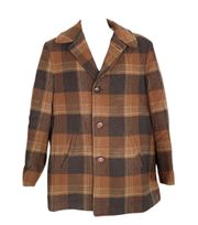 Vintage 70s Pendleton brown Plaid wool coat 

size large
