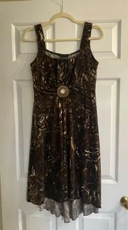 Brown tan and cream dress with beads