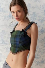 Perfectly Precious Plaid Bustier Top NWT Size M - Raccoon