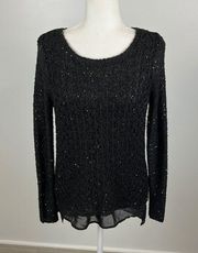 Maurice’s Black Sparkly Scoop Neck Sweater Size M