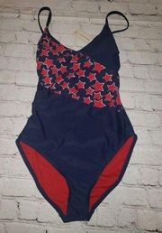 NWT Peyton & Parker Women's Small Medium Coverage Red Star One Piece Swimsuit