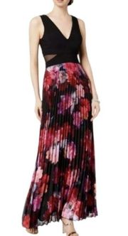 Xscap Pleated Floral-Print Evening Gown Size 4P