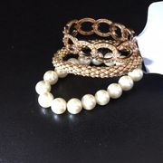 New 3 Ellen Tracy Bracelets Pearl Links, Coil