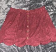 Kendall and Kylie size medium, maroon button up mini skirts scalloped edges