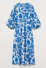 crinkled kaftan dress blue white maxi blogger’s favorite sold out rare MED