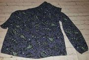 Nwt Belle Sky Woman's Top Off-Shoulder Long Sleeve Floral Ruffle Blouse Size SM