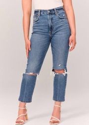 Abercrombie & Fitch Ankle Straight Ultra High Rise Distressed Ripped Knees Jeans