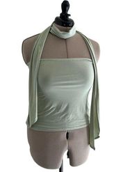 Sage Green Tube Top with Matching Scarf