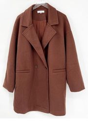 NEW WeWoreWhat Drop Shoulder Faux Wool Jacket L Brown