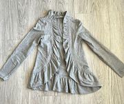 Kensie Pretty Gray Ruffle Cardigan Size XS