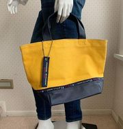 90s Eddie Bauer Yellow/Blue Mini Tote Bag