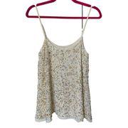 Yumi Kim Women's White and Gold Sequin Tank Top Size Small