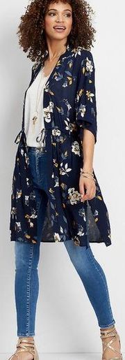 Maurice's  Blue Floral Drawstring Kimono (0/1)