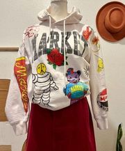 Market Unisex Varsity Hand Drawn Oversized Sweatshirt Hoodie Small