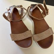 Mia Rose Gold Ankle Strap Sandals Size 8