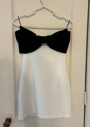 Black And White Bow Mini Dress