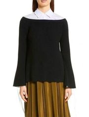 Robert Rodriguez Black Wool & Cashmere Blend Off Shoulder Sweater Size S