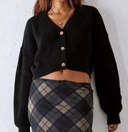 Urban Outfitters  fisherman cropped cardigan in black