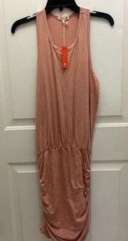 NWT  Anthropologie Racerback Light Pink Ruched Bottom Knee Length Dress