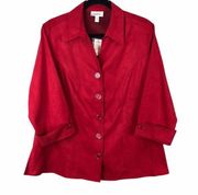 Dress Barn Faux Suede Red Jacket Size 14 16