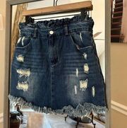 HAYDEN Distressed Paperbag Blue Denim Jean Skirt NEW