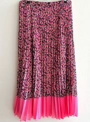 WD.NY Floral Pleated Midi Skirt, Size Medium