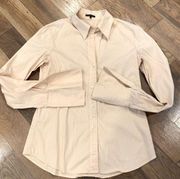 Theory Womens Tan White Striped Button up Shirt Size Medium