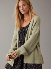 American Eagle Oversized Button Front Cardigan (Green)