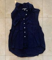 Tinley Road Navy Blue Button Down Blouse Sz Large