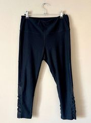 VOGO ATHLETICA | Black Sheer Panel Cropped Leggings Sz M