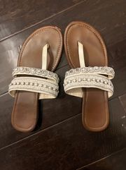 White Jeweled Sandals - Size 8