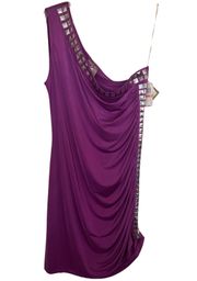 Purple Y2K One Shoulder Ruched Dress