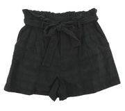 Good Luck Gem High Waist Paper Bag Cotton Shorts Black Size XL NWT