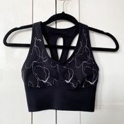 SPORT | Black Abstract Print Long Line Sport Bra