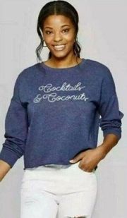 Women's Cocktails & Coconuts Sweatshirt - Zoe+Liv (Juniors') - Blue Small