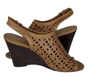 Tommy Bahamas Cayman Tan Brown Leather Slingback Wedges