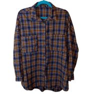 Boohoo Plaid Flannel Striped Button Down Shirt