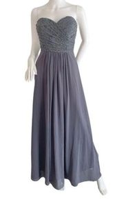 BILL Levkoff Slate Sweetheart Lace Chiffon Bridesmaid’s Gown Size 10