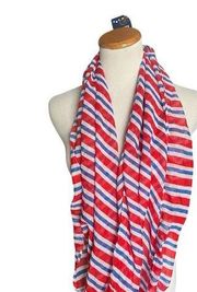 NWT Womens Patrioitic Americana Red White Blue Striped Infinity Summer Scarf