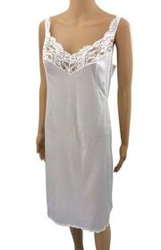 Vassarette LARGE USA VINTAGE 80’s White Sheer Nylon Satin Lace Dress Slip