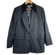 Requirements Blazer Sz 12 100% Wool Black Tuxedo Cut Velvet Collar VTG Button