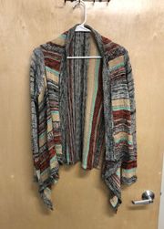 Boho style cardigan size Large, pit to pit measures 21