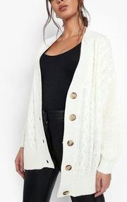 Oversized cable knit cardigan sweater