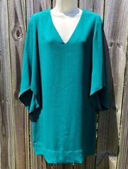 CROSBY by Mollie Burch Green Dress XS Mini Long Sleeve V Neck Olivia Bell Flare