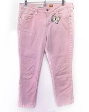 Anthropologie Pilcro Pink Fit Stet Jeans with Butterfly Patch Size 31