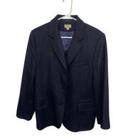 LL Bean Womens Navy Blue Wool Cashmere Blend Blazer | Size 16P