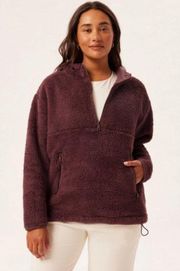 💕GIRLFRIEND COLLECTIVE💕 Teddy Recycled Fleece Hoodie Raisin Brown Large L NWT