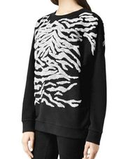 AllSaints Zira Black Zebra Pullover Sweatshirt