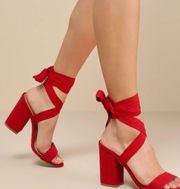 Alta Dark Red Suede Lace-Up Heels