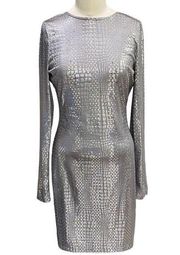 ARDEN B Silver Bodycon long sleeve mini dress Size small